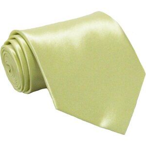 Men's Light Yellow Solid Pure Color 3.75" Imported Satin Formal Neck Ties